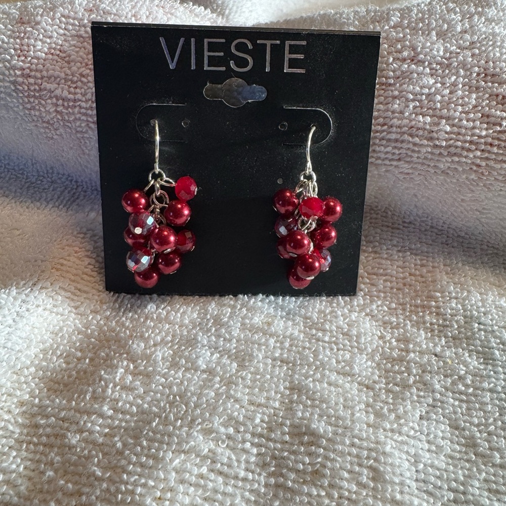 Vieste Burgundy Bead Earrings